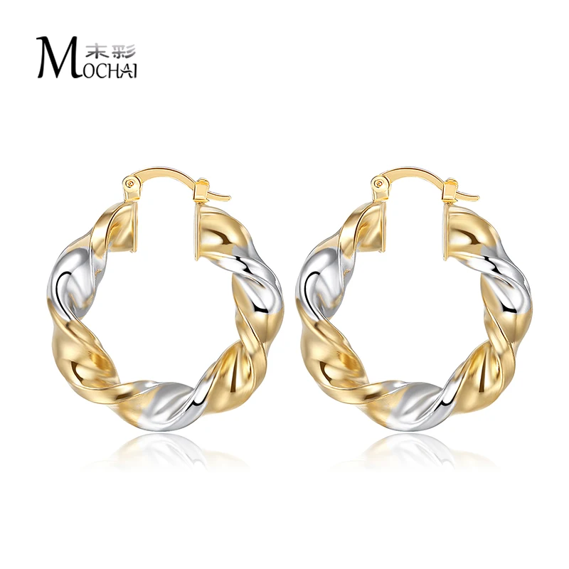 

New Arrival ropes Twist Distor Small Hoop Earrings Fashion Circle Round Gold Color Classic Copper Earring Women JewellyZK30 35mm