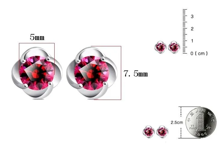 Клевер фейерверк 925 стерлингового серебра серьги Новая мода прекрасный цветок принцесса красный полудрагоценный камень конец женщин ювелирные изделия
