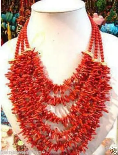 

FREE SHIPPING ****New Jewelry 6 Rows Coral Beads Necklace
