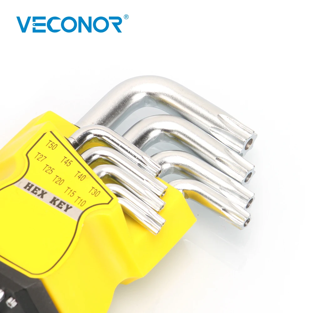 9Pcs Set Durable Metric Short Arm Torx Chrome Vanadium Key Star Wrench Hand Tool Screwdriver T10 T15 T20 T25 T27 T30 T40 T45 T50 - Image 4