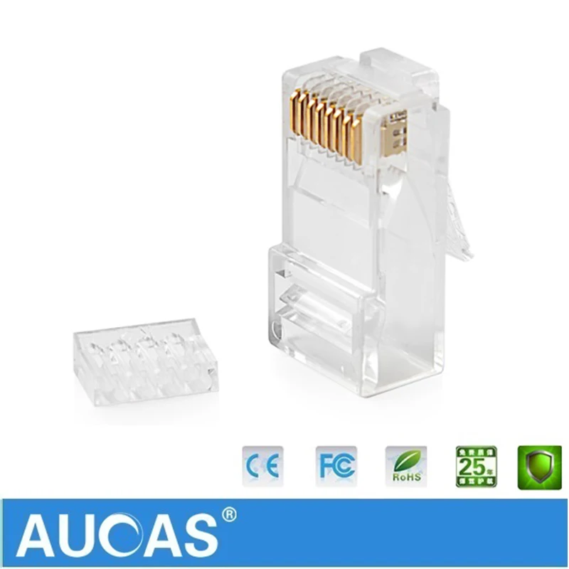 Aucas Высокоскоростной разъем rj45 cat6 8P8C компьютерный сетевой Кабельный модульный cat