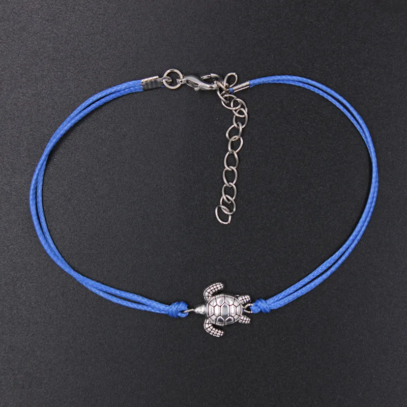 New Woven Red Rope Korean Women's Footchain Couple Anklet New Cute Turtle Anklet Braided Anklet
