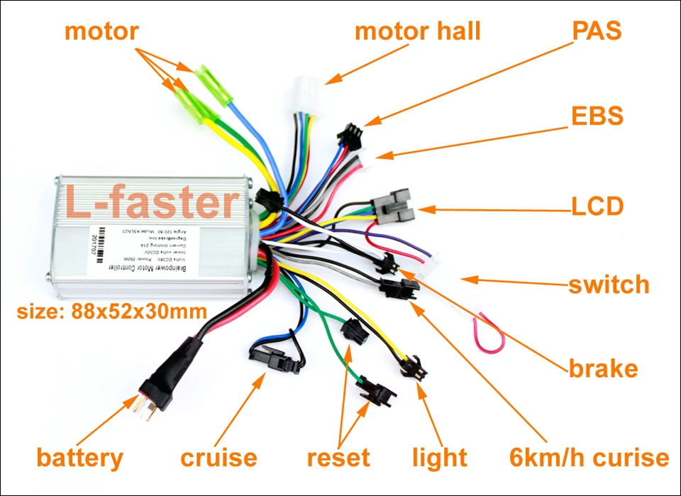 Perfect L-faster Electric Scooter Brushless Controller With S886 Thumb Throttle LCD Panel Electric Bike Hub Motor Controller LCD Thumb 3