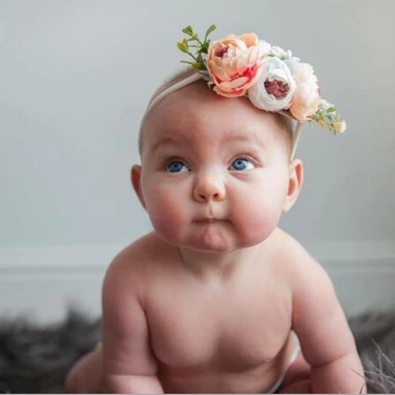 Детский головной убор фото повязка на голову Камелия венок приморский праздник имитация цветок лента для волос 3 комплекта