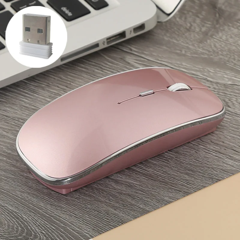 Беспроводная мышь для ПК, бесшумная мини беспроводная мышь для Macbook air/Pro, USB приемник, для ноутбука, для девочек, бесшумная мышь, draadloze muis - Цвет: Rose Gold