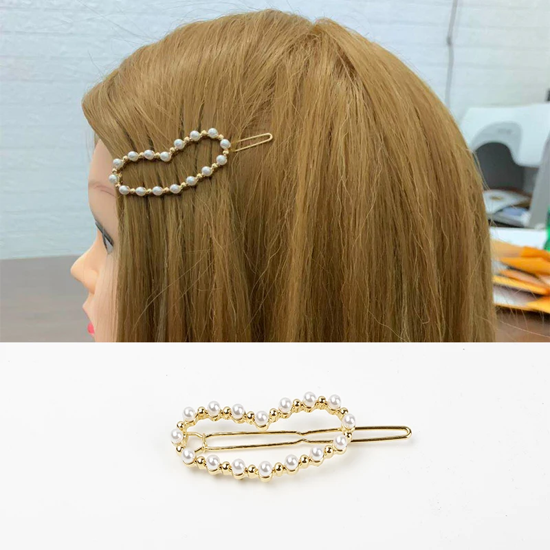 

Hair Clips jewelry Crystal Stars Pearl Fashion Barrettes Metal Pearl Love Heart Hairpin Women Head Hair Pins Accessories