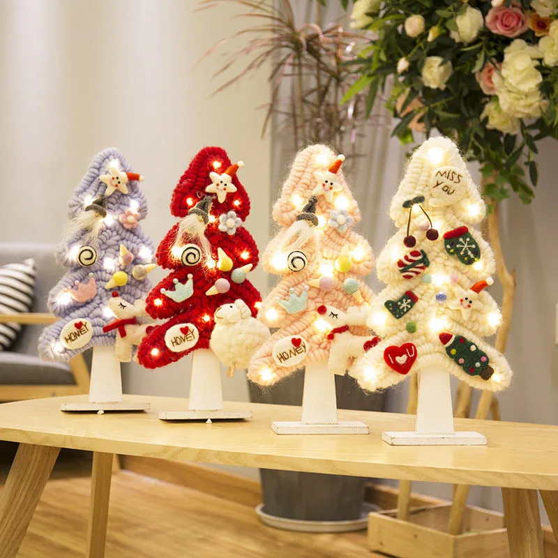 Christmas Wool Mini Lighted Tree Artificial Fake Trees Led Wool Mini Lighted Tree Artificial Fake