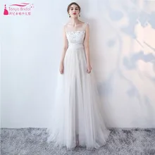 TANYA свадебное платье трапециевидной формы из белого тюля, кружевное платье для выпускного вечера es, сексуальное платье с иллюзией на шее, вечернее платье для девушек, платье для выпускного вечера, дешевое элегантное платье DQG837