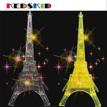 

3d three-dimensional crystal puzzle educational toys creative gifts Eiffel Tower led the girls favorite model Free shipping
