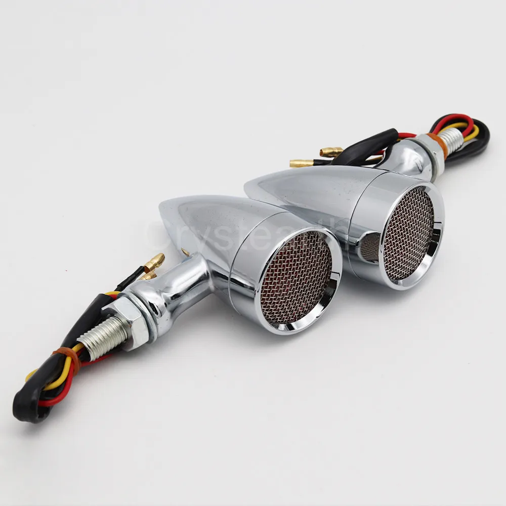 

Chrome Motorcycle Rear Turn Signals Indicator Flasher Light Lamp Universal 10mm For Honda Yamaha Harley Sportster Bobber Chopper