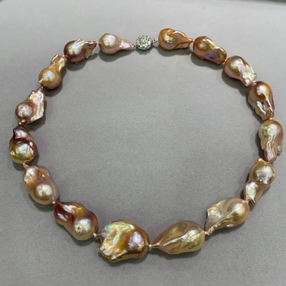 

multi color real big fresh water pearl necklace natural color choker necklace pearl size 20*14.5 to 28*14*25MM fashion jewelry