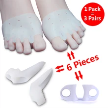 

3 Pairs/pack Silica Gel Toe Separator Hallux Valgus Orthotics Toes Overlapping Separator Forefoot Pad Silicone Insoles