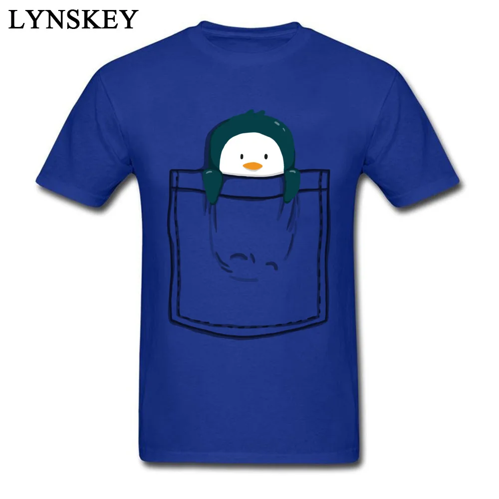 Faddish Male T-shirts O Neck Summer/Fall Short Sleeve Cotton Fabric Tops Tees Pocket Penguin Simple Style Sweatshirts Pocket Penguin blue