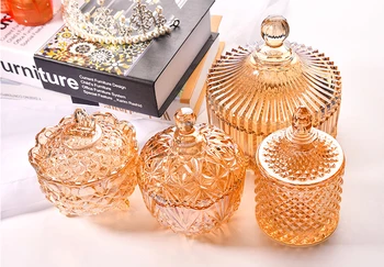 

European creative crystal glass fruit candy jar fruit with lid transparent storage tank storage box small sugar bowl gift