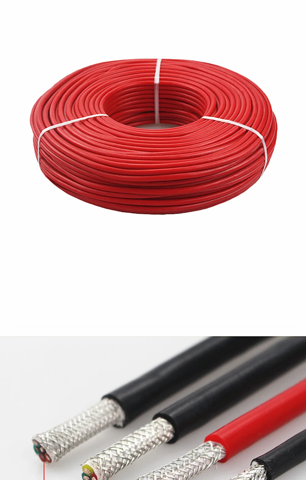 Heat-resistant 200° cable 4-core shielded soft silicone wire 22AWG 20AWG 18AWG 17AWG 15AWG