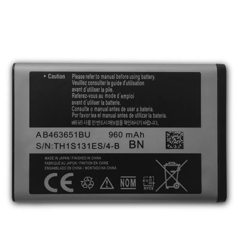 OHD AB463651BU Батарея для samsung W559 S5620I S5630C S5560C C3370 C3200 C3518 J808 F339 S5296 C3322 L708E S5610 аккумулятор 960