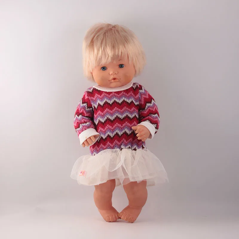 Одежда для кукол размер 41 см Nenuco Doll y su Hermanita полосатый свитер с белым платьем