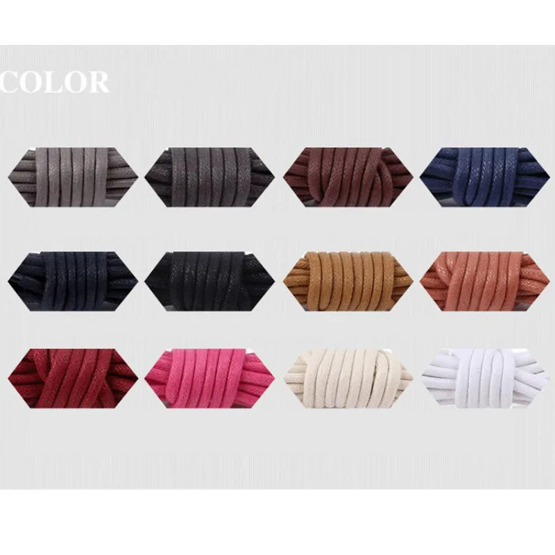 1 Par High Quality Laces Waterproof Leather Shoes Lacing Round Shape Thin Rope White Black Colors Blue Purple Brown Shoelaces