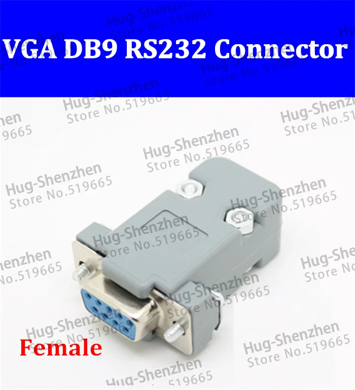 50pcs VGA DB9 RS232 9 core serial straight female VGA Connector,housing