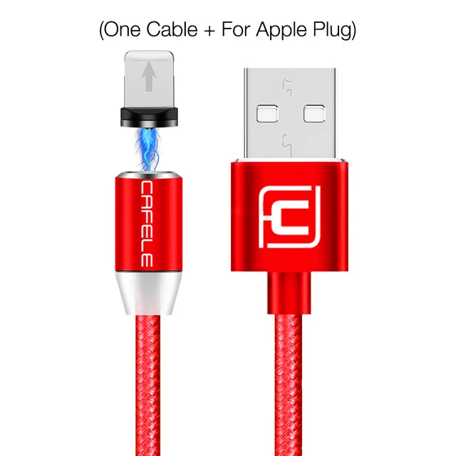 Cafele Магнитный Кабель с разъемом usb-c/Micro USB/для iPhone XS 8 7 6 кабель с нейлоновой Тип USB C кабель 100 см/200 см DC 5V 2.4A MAX - Цвет: Red for iPhone