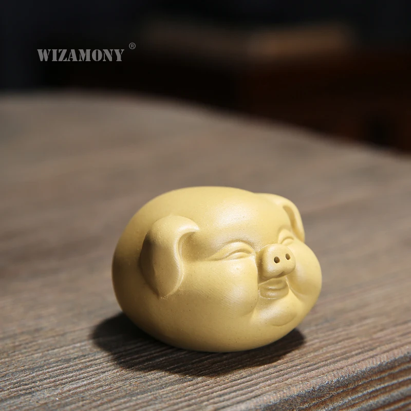 Big Sale WIZAMONY Chinese yixing Purple Clay cinnabar Drawing tea set Peanut Fortune Home Decoration Tea Pet good luck wealth