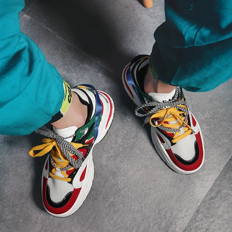 Men's Chunky Sneakers Trend Thick Sole Dad Shoes For Male Lace-up Patchwork Multi Height Increasing Handsome Men Sneakers 890m Men's Chunky Sneakers Trend Thick Sole Dad Shoes For Male Lace-up Patchwork Multi Height Increasing Handsome Men Sneakers 890m