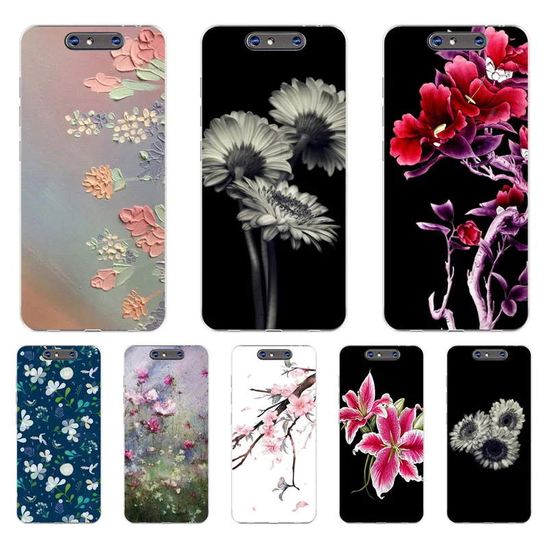 Zte blade v8 Case Silicon Flower Painted Painting Soft TPU Back Cover for protect Phone cases shell |