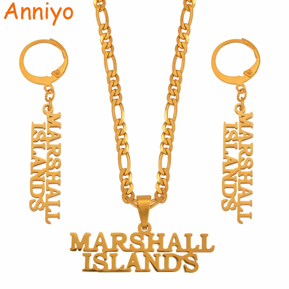 Anniyo Marshall Isles ожерелья серьги ювелирный набор бижутерия золотого цвета остров