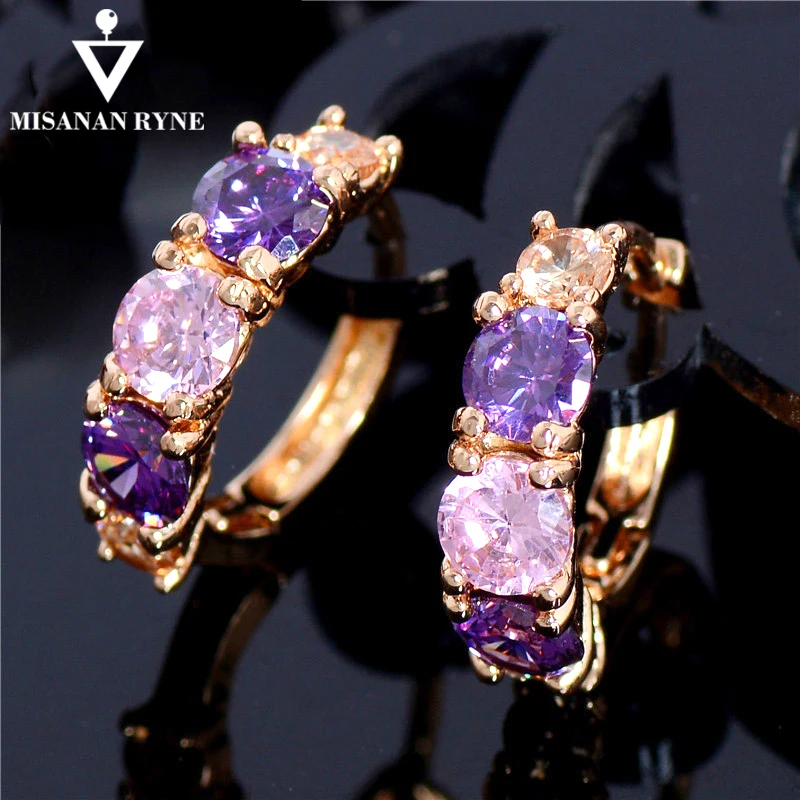 

MISANANRYNE Gold Color Jewelry Zircon CZ Crystal Hoop Earrings for Women Luxury Wedding Bridal Jewelry Earring Nice Shipping