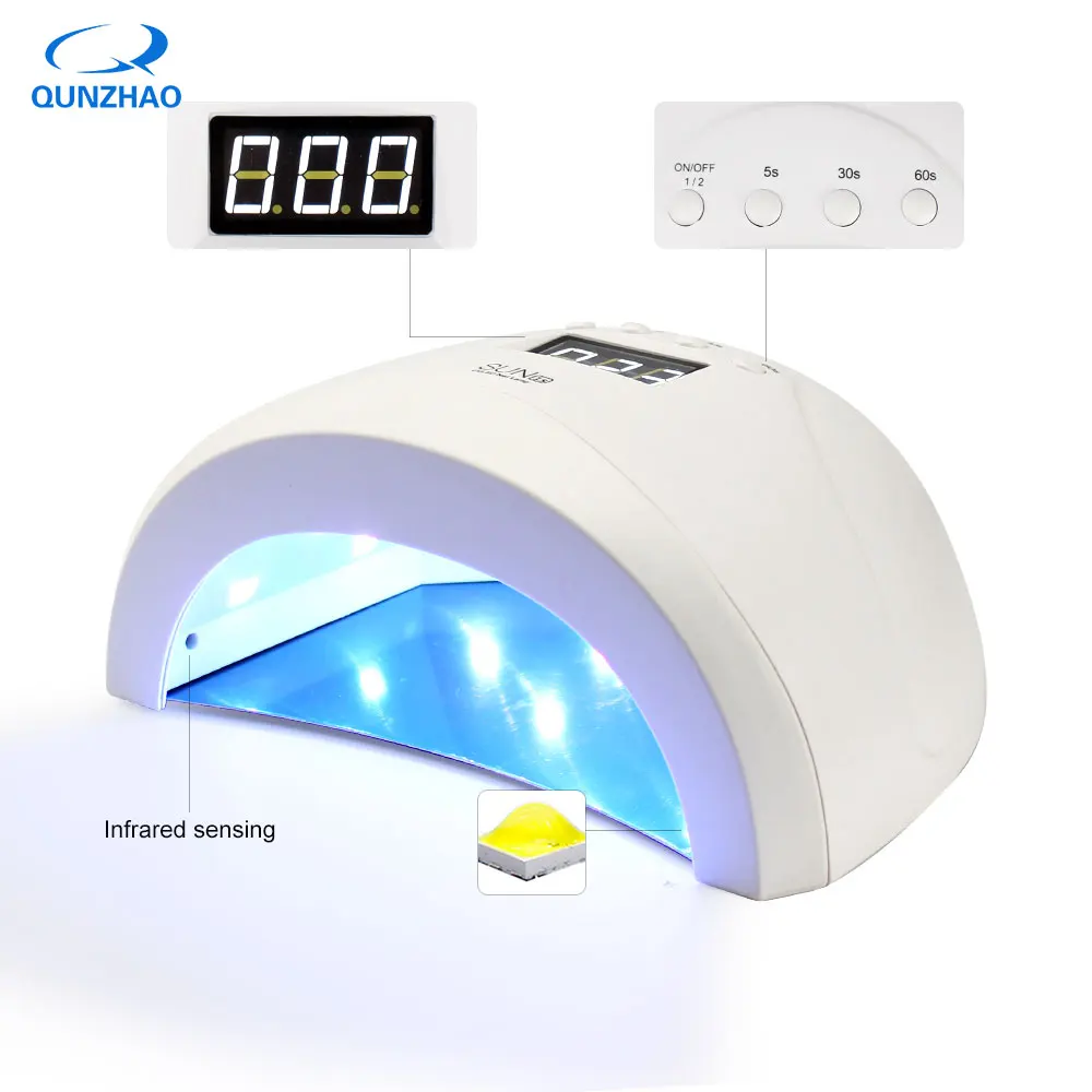 

New SUN1s 48W Nail Dryer UV LED Lamp LCD Display 24LEDs Fast Dry Lamp for Curing Gel Polish Auto Sensing Nail Manicure Tool