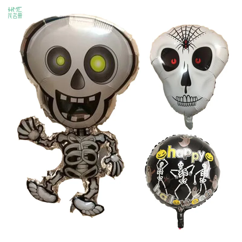 Halloween Decorations Dancing Skeletons Foil Balloons Skull Helium
