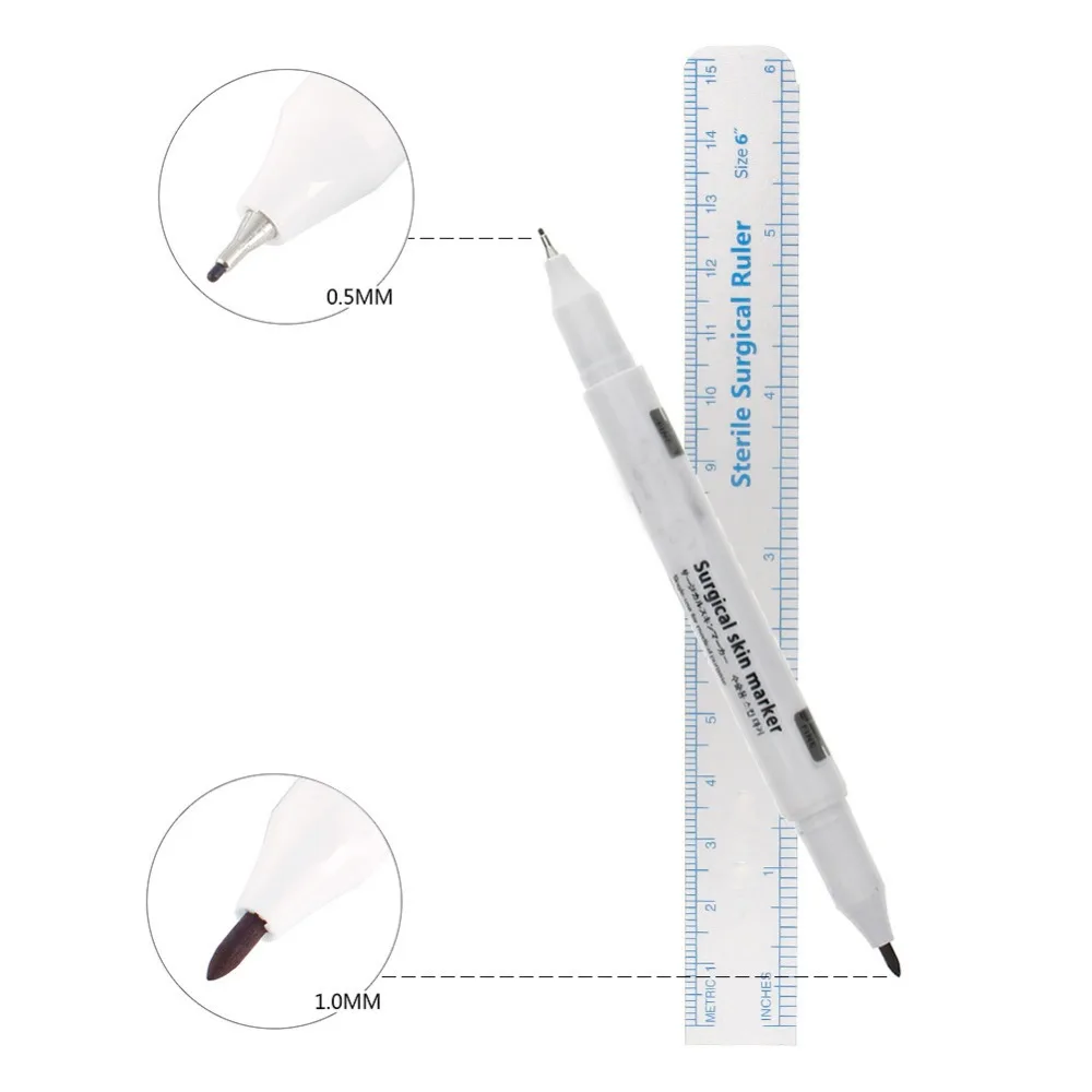 Новые Tebori аксессуары для татуировки 1 шт. хирургический маркер для кожи иглы-ручки для татуажа бровей с измерительной линейкой Microblading позиционирование инструмент