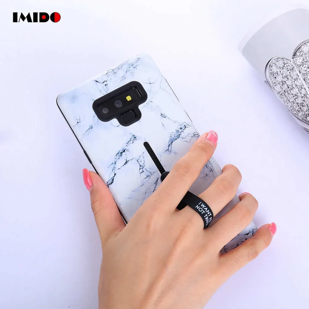 IMIDO скрытый кольцевой чехол-подставка для телефона samsung Galaxy S9 Plus мраморный Мягкий