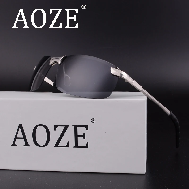

Hot sale AOZE Luxury Goggles Polarized Men/women Brand sport Driving Sunglasses Classic alloys UV400 Rimless eyeglasses Oculos