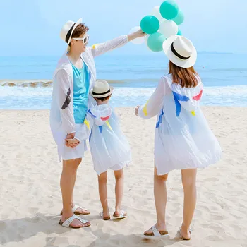 

Family Matching Clothes Women Kids Girls Casual Coat Outwear Sun Protection Clothing Paternity UV Transparent Sun Jacket CC782