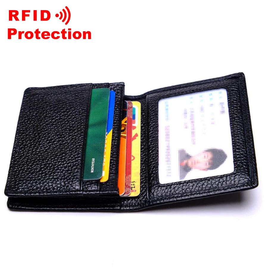 

New Arrival Genuine Cow Leather Card Holder Men Business RFID Wallet Travel ID Credit Card Holder Top Brand Men Small Purse R18