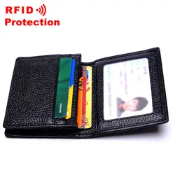 Новое поступление из натуральной коровьей кожи держатель для карт Для мужчин Бизнес RFID Бумажник Путешествия ID кредитных держатель для