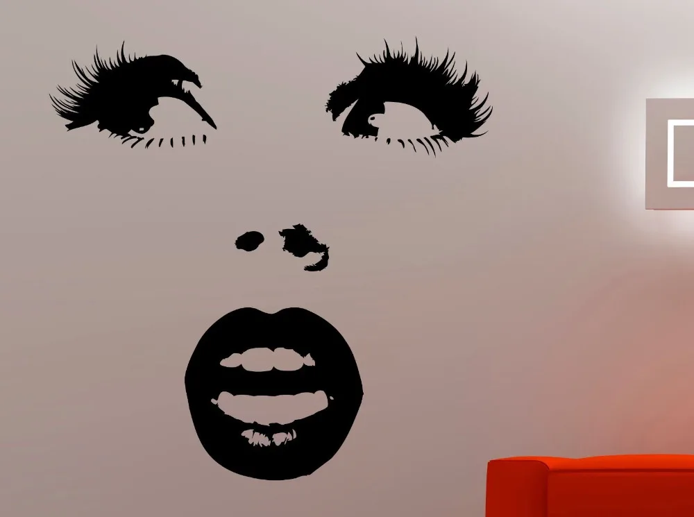 Woman Face Wall Stickers Vinyl Decal Makeup Art Fashion Beauty Salon