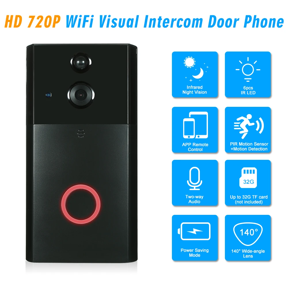

HD 720P WiFi Visual Intercom Door Phone Wireless Video Doorbell Support Infrared Night View Phone APP Remote Control