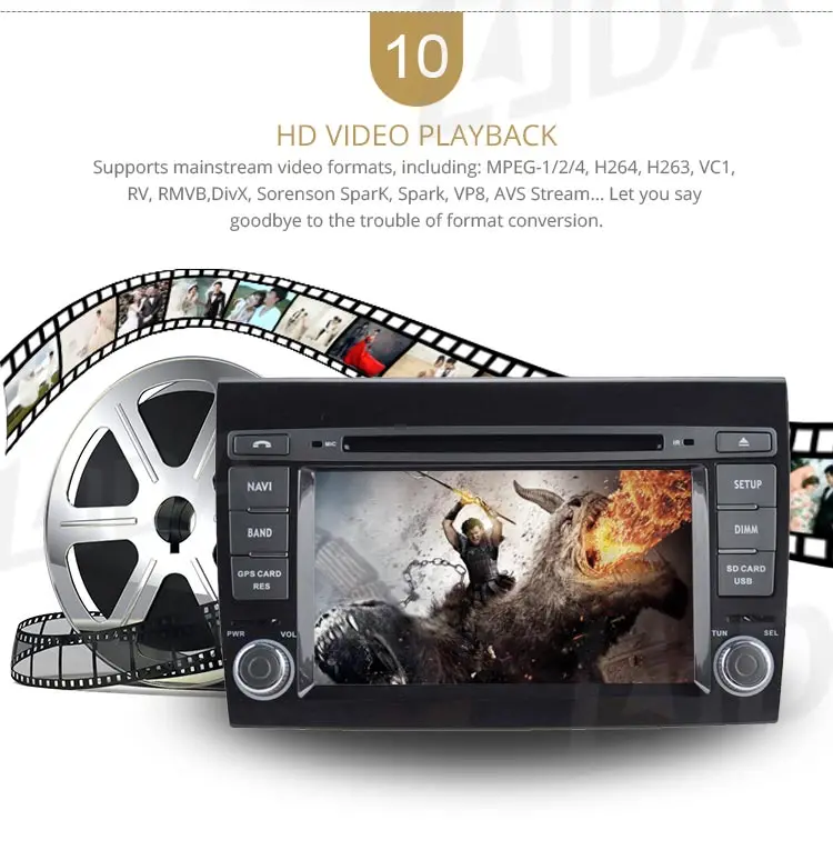 Sale LJDA Android 9.1 Car DVD Player For Fiat Bravo 2007 2008 2009 2010 WIFI Car Multimedia Stereo GPS 2 Din Car Radio Quad Core IPS 12