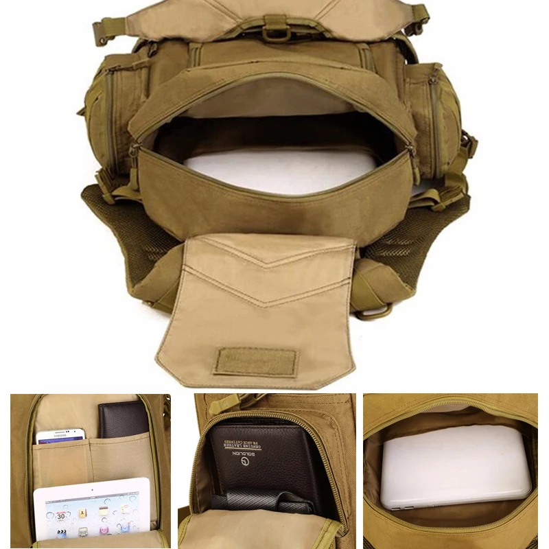 Al aire libre 2 Set mochilas tácticas Unidades militares bolsas de Camping bolso de Montañismo mochila de senderismo para hombre Mochila De Viaje + Paquete de cintura - 5
