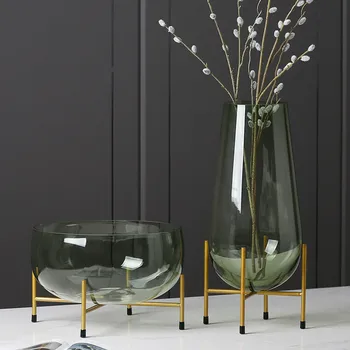 

Luxury Glass Vase Designer Fruit Plate Modern Minimalist Transparent Vase Home Decoration Creative Decoration Gift