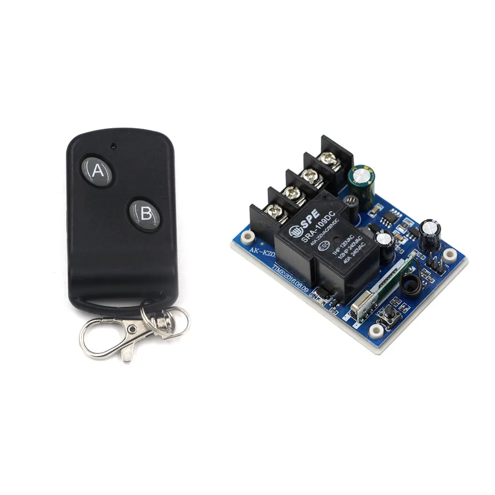 

Black Wireless Remote Control Switch For LED Light Lamp DC 12V 24V 36V 48V 30A Relay Receiver With 2Keys Transmitter 315/433Mhz