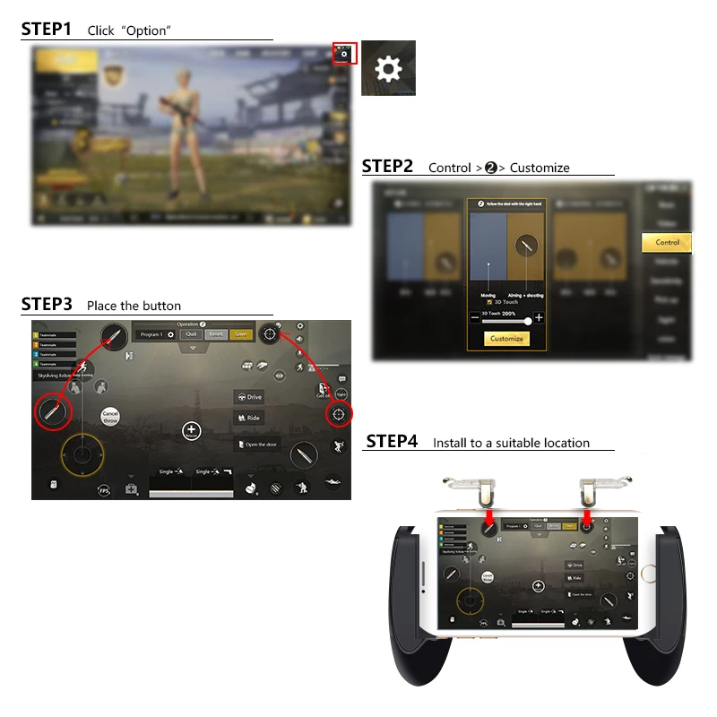  ZOMTOP For Pubg Game Gamepad For Mobile Phone Game Controller l1r1 Shooter Trigger Fire Button For 