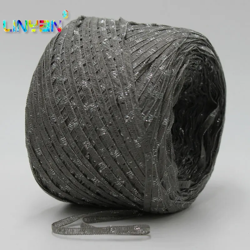 

100G/Lot Broad Band tulle lace knitted Cotton linen ribbon line Knitwear Hand Knitting Yarn For Knitting & Crocheting Thick t3