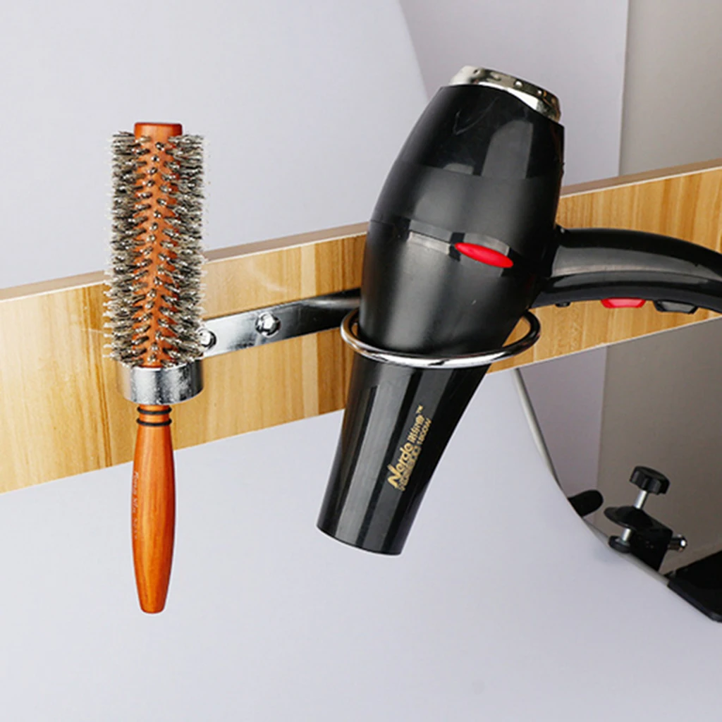 Bathroom Round Hair Dryer Holder Hair Care Tools Straighteners Iron Holder Wall Mount Chrome Finished Stainless Steel	