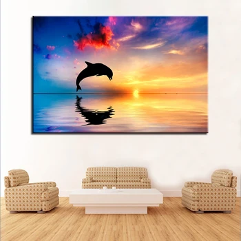 

Posters Frame Living Room HD Printed Modern 1 Panel Dolphin Animal Modular Picture Wall Art Home Decoration Painting On Canvas