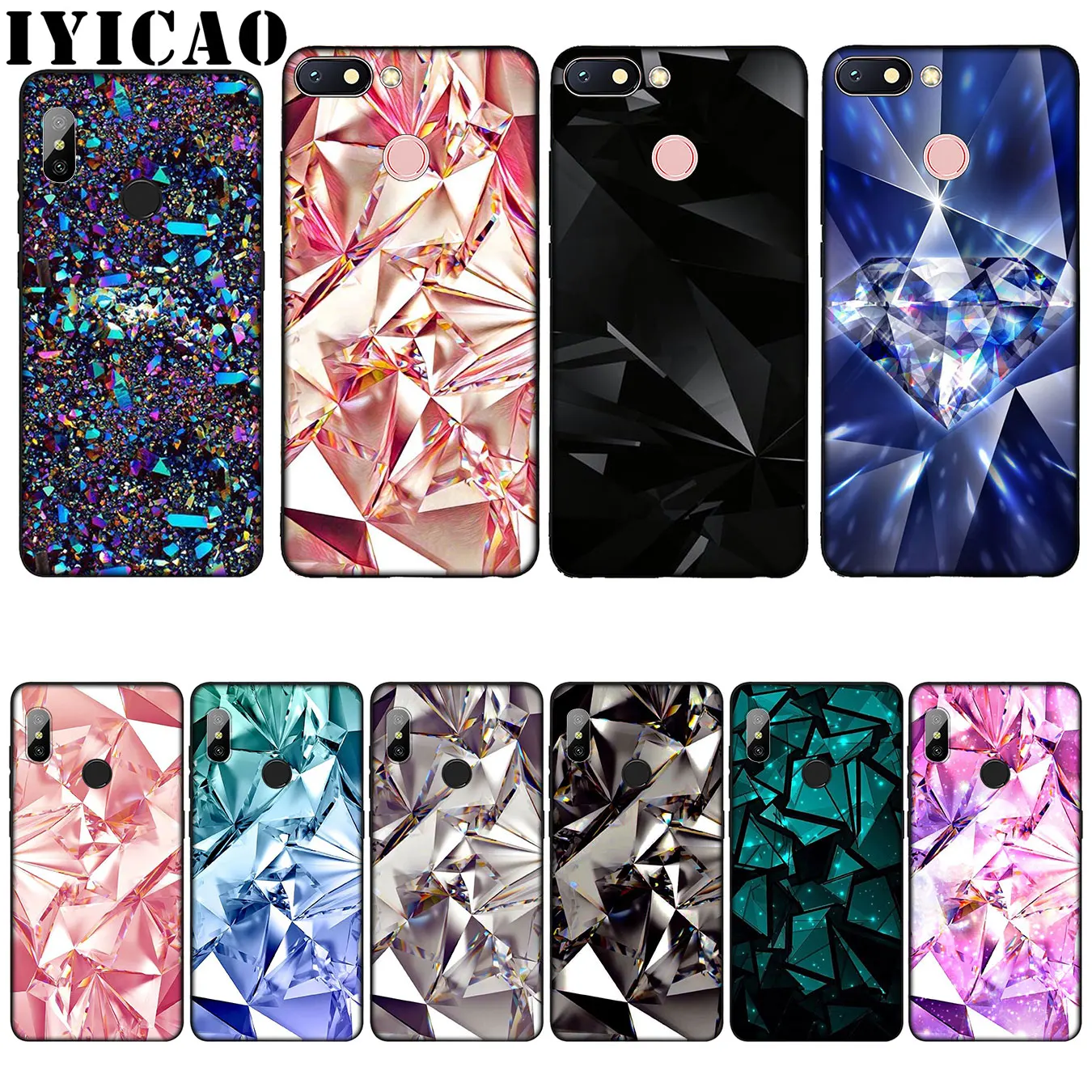 

IYICAO Glitter luxury Silicone Soft Case for Xiaomi Redmi 6A 5A Note 7 4 4X 5 Plus 6 Pro Black TPU Cover