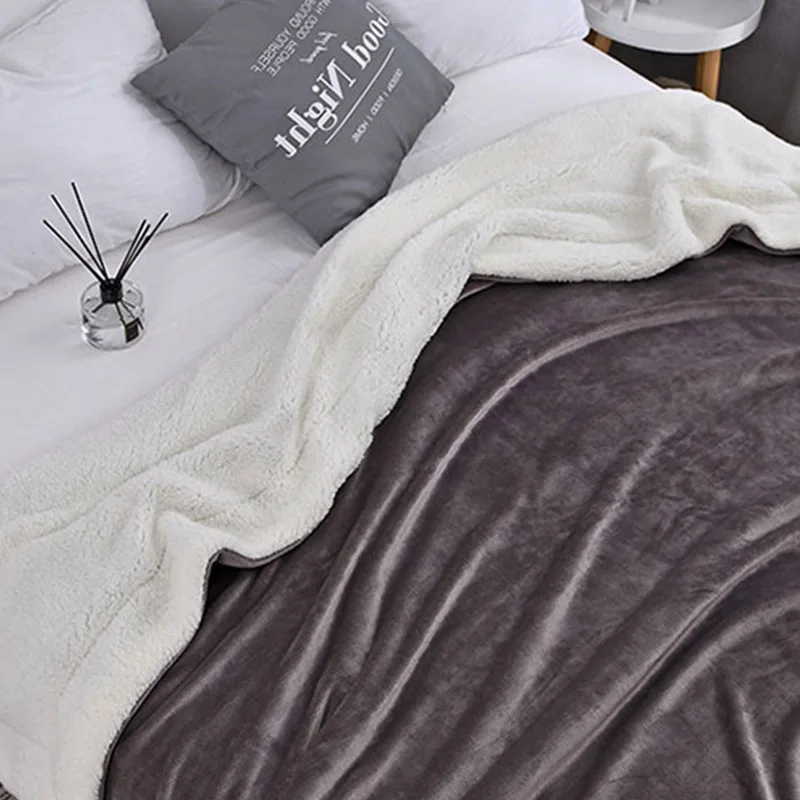 Большое теплое толстое шерстяное одеяло покрывало двустороннее пушистое для дивана, кровати, дивана, одеяло зимнее Фланелевое мягкое толстое одеяло