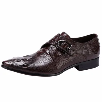 

2019 Spring Big Size Men's Crocodile Pattern Genuine Leather Shoes British Men Retro Formal Business Casual Leather Oxford Shoes